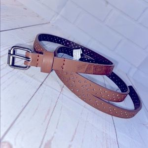 Skinny Brown Cut-Out Belt